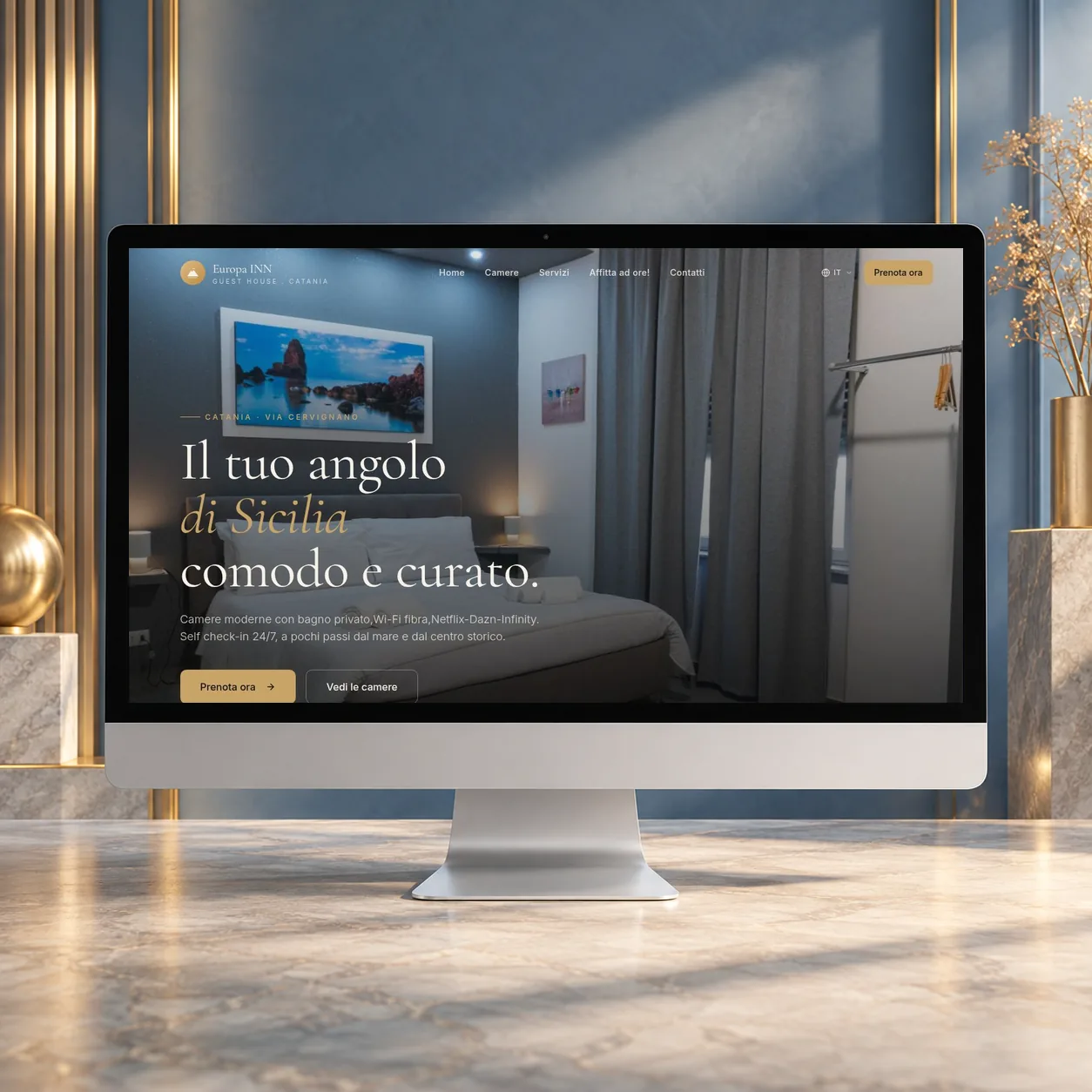 Homepage del sito Europa INN su monitor