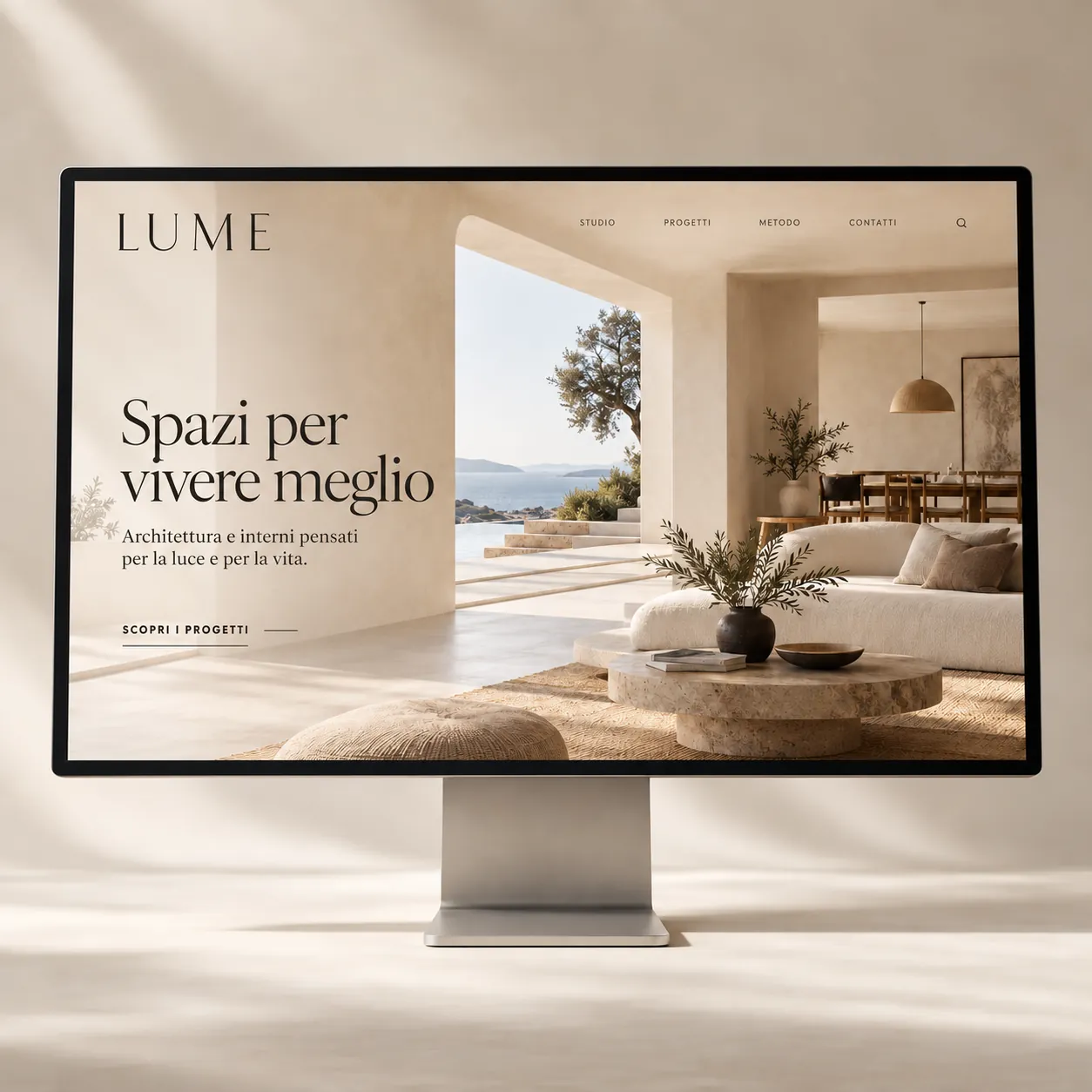 Homepage del sito Lume su monitor