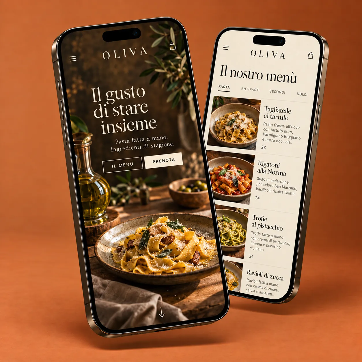 Il sito Oliva su due telefoni