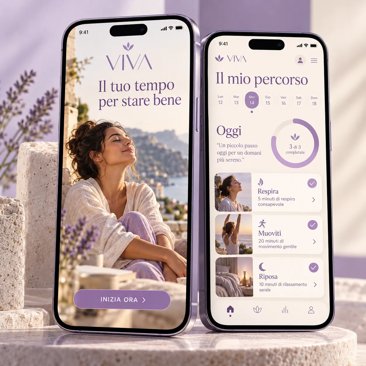 Due schermate dell’app Viva